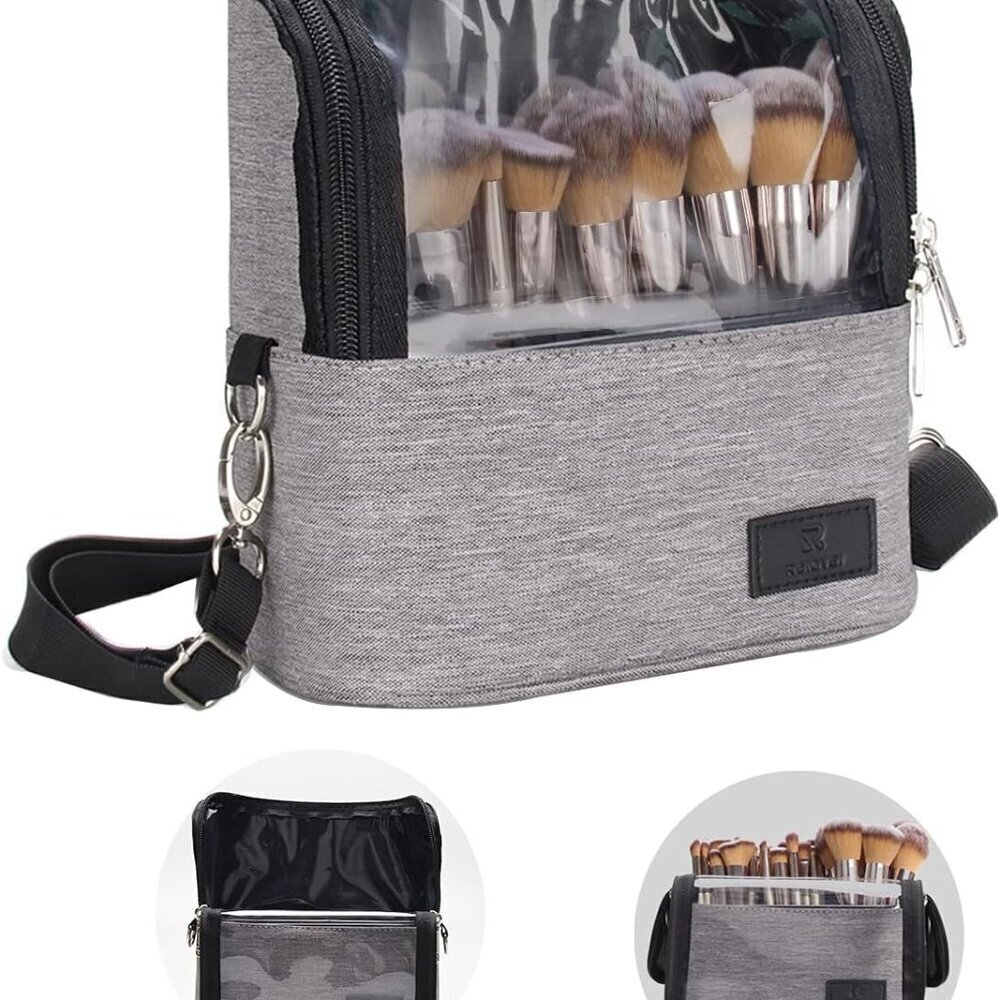 Makeup Brush Case Makeup Brush Holder Travel Makeup Bag for Women Stand-up Brush